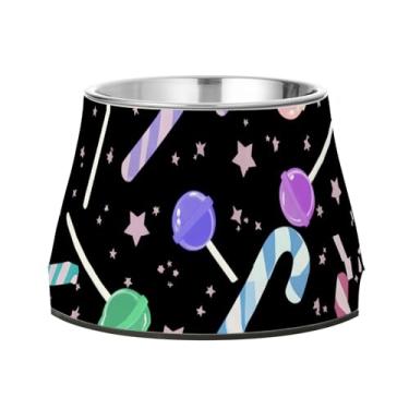 Imagem de Burbuja Tigela de ração de aço inoxidável para cães Candy Cane para comida e água, antiderrapante para cães médios e gatos, 590 ml