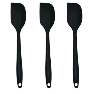 Imagem de Kit 3 Espátulas de Silicone Pão Duro para Cozinha Utensílios de Cozinha Resistentes ao Calor Espátula Silicone para Preparos Diários (PRETO,KIT 2 UND)