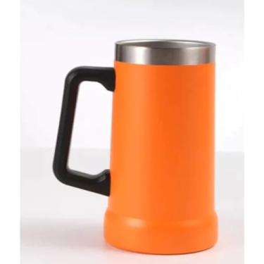 Imagem de Caneca Térmica Chopp Cerveja 710ml - Camada Dupla Em Inox 304, Mantém Bebidas Frias/Quentes, Anti-Vazamento Ideal para Churrasco e Bar(LARANJA)