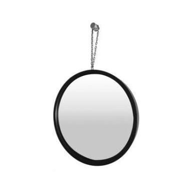 Imagem de Espelho Decorativo Short Strip Preto Alça Corrente 20 cm Redondo Preto, 20 cm