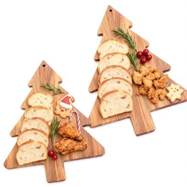 Imagem de VICASKY 2 peças tábua de charcutaria de árvore de Natal para servir pizza e exibição de comida, decoração de Natal exclusiva para jantares festivos