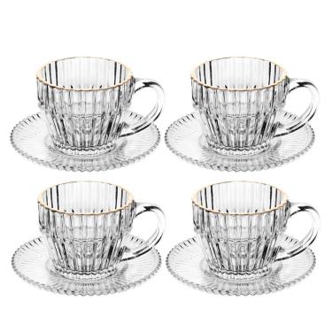 Imagem de Jogo 4 Xícara De Café De Cristal Com Fio De Ouro Império 110ml Wolff