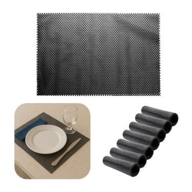 Imagem de 8 Lugar Americano Retângulas Mesa Preto Pvc Antiderrapante Sousplat 45x30cm Lyor