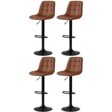 Imagem de Kit 4 Banqueta Alta Elegance  Com Base Giratória E  - Marrom