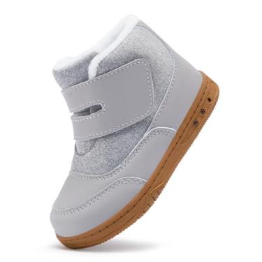 Imagem de BMCiTYBM Botas de neve infantis para meninos e meninas pequenas, à prova d'água, para clima frio, uso ao ar livre, leve (bebês/crianças pequenas/crianças grandes), Cinza 4A, 21