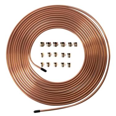 Imagem de ETL INDUSTRIES Rolo de bobina de 25 m com kit de tubulação de freio revestido de cobre com 16 acessórios