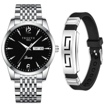 Imagem de Relógio Masculino De Luxo Prata Analógico + Pulseira Metal - PENDULARI