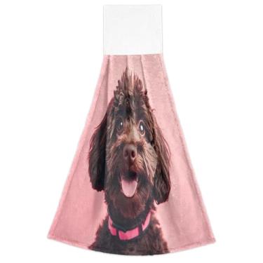 Imagem de Toalhas de mão engraçadas de cachorro preto outono com laços para pendurar no forno toalha de gravata decorativa ultra absorvente conjunto de 2, 18,2 x 14 polegadas