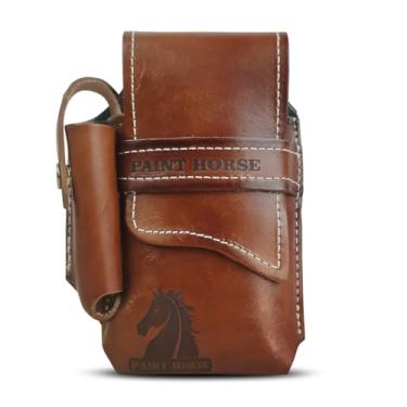 Imagem de Bainha Couro Porta Celular Canivete Cinto Rustica Country Rodeio Peão Paint Horse