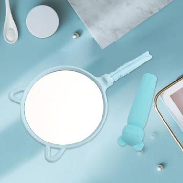 Imagem de Espelho portátil, espelho compacto com alça ajustável, mini espelho dobrável para maquiagem, espelho de mão profissional com orifício para pendurar, espelho portátil multiuso de viagem de um lado para