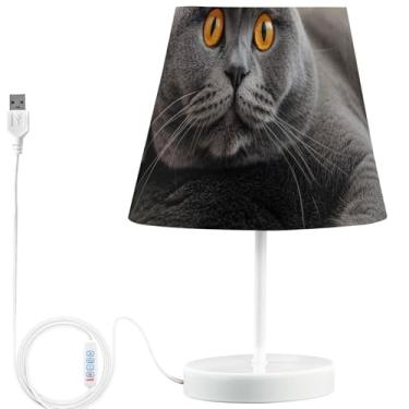 Imagem de TSENQUE Candeeiro de mesa de cabeceira de gato de pelo curto britânico fofo fofo personalizado lâmpada de cabeceira lâmpada noturna quente recarregável por USB para quarto de crianças