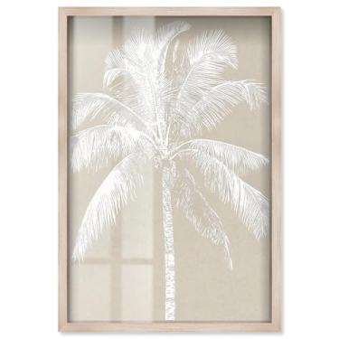 Imagem de White Palm II Shadowbox Print Coastal Wall Art por Art Remedy, moldura loira, 43 x 63 cm