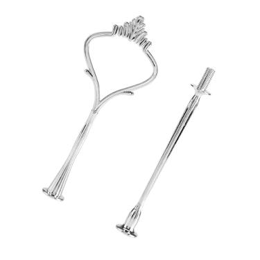 Imagem de GLOGLOW Alça de Suporte para Bolo de Várias Camadas, Liga de Zinco, Encaixe de Coroa de Ouro e Prata, para Produtos de Panificação para Festas de Aniversário e Aniversários (Coroa pequena prateada de duas camadas)