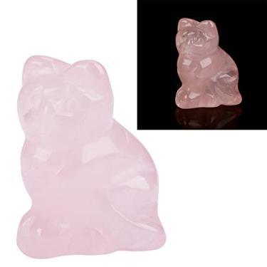 Imagem de Generic Decoração Adorável Em Formato de Gatinho de Quartzo Rosa para Casa e Escritório Pedra de Cura de Cristal Rosa Decoração de Pedras Preciosas para Família e Amigos 1,4 X 1 X 0,6 Polegadas