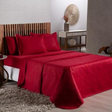 Imagem de Colcha Cobre Leito Cama Solteiro Casal(Vermelho,Queen)