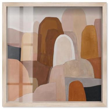 Imagem de Desert Forms I Shadowbox Print Taupe Boho Wall Art por Art Remedy, moldura loira, 78 x 79 cm