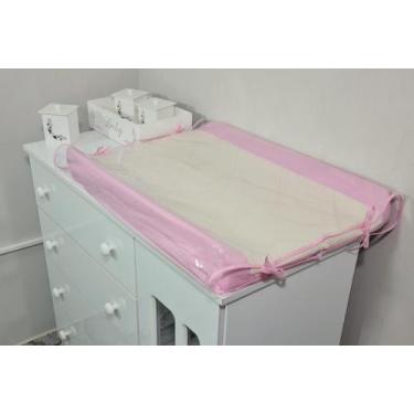 Imagem de Trocador De Cômoda Anatômico Americano Plastificado Rosa Com Palha - P