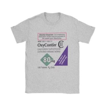 Imagem de Camiseta Engraçada De Algodão Com Estampa De Oxycontin 80mg Para Homen