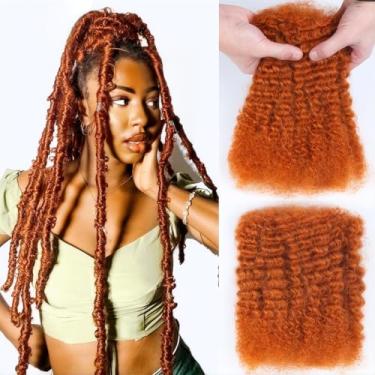 Imagem de Unipearl Afro Kinkys Cabelo Humano A Granel 18" 50G/Pacote Ruivo - 100% Gengibre Cacheado E Crespo Para Cabelos Torcidos, Tranças Reparadoras, Extensões De Dreadlocks, Crochê