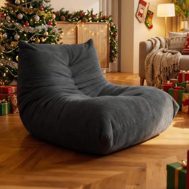 Imagem de Sytopia Cadeira Bean Bag, cadeira de leitura grande para adultos, ultraconfortável, espuma 40D, sofá Togo, móveis para sala de estar, quarto, jogos, ônix preto