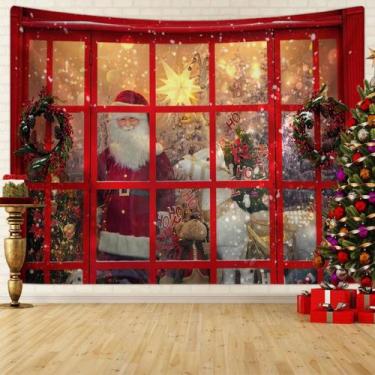 Imagem de Tapeçaria De Cena De Neve Com Árvore De Natal Decoração De Janela De N