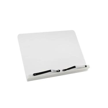 Imagem de Suporte de livro ajustável de madeira branca, resistente, durável, tablet, PC, celular, laptop, suporte de leitura fixo, presente simples (branco 21 x 28 x 3 cm)