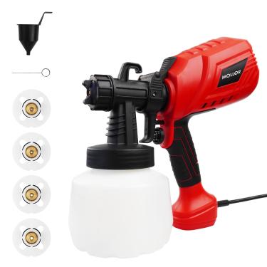 Imagem de Mollor Pulverizador De Tinta, Pistola Elétrica Pulverização 550 W Com Botão Largura Ajustável, 4 Bicos E 3 Padrões, Fluxo 1200 Ml