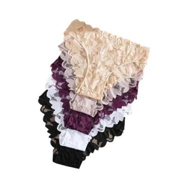 Imagem de Conjunto De Calcinhas De Renda Floral Para Mulheres, Lingerie Sexy De 