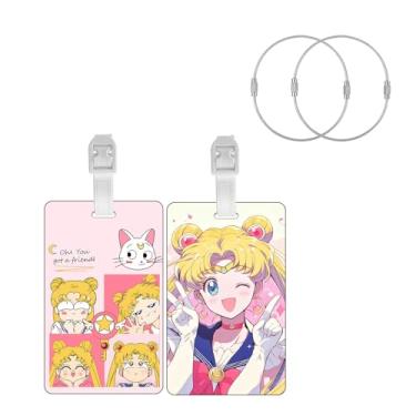 Imagem de TJIUSI Etiquetas de bagagem de anime para malas engraçadas bagagem de viagem 2 peças de silicone bonito usagi etiquetas de acessórios de viagem correia de cinto e 2 peças de laço de corda de aço