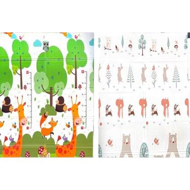 Imagem de Tapete Infantil Pista Urso Girafa Elefante Circo Bambi Tatame Infantil para Bebê Emborrachado Dobrável Macio Dupla Face Educativo de Atividades para Bebê Portátil (1.5x2m PREMIUM PRATITO (Londres)