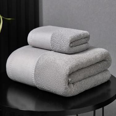 Imagem de Toalhas de banho de algodão premium de luxo, conjunto de toalhas macias absorventes extragrossas, pacote multicolorido para banheiro, spa, praia (cinza)