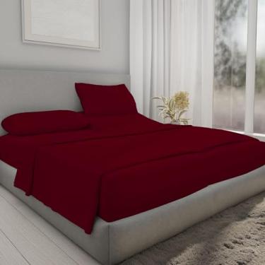 Imagem de OnlineBestDeal's Conjunto de lençóis King California King com 5 peças de luxo para cama ajustável 100% algodão egípcio 1000 fios 40,6 cm com bolso profundo dividido California King Size - Borgonha