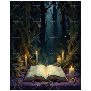 Imagem de Kit de pintura por números de videiras e árvores para adultos - DIY Livro brilhante aberto em pintura de floresta escura em tela 40 x 50 cm, conjunto de tinta acrílica, adequado para iniciantes, arte