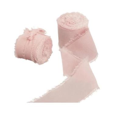 Imagem de Fita De Seda Chiffon Satin Com Bordas Desfiadas Feita À Mão 5M Para Co