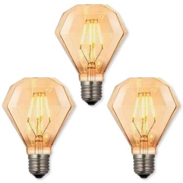 Imagem de Lâmpada Filamento LED Diamante G95D 4W E27 Bivolt 110V 220V Luz Quente Âmbar Retrô Vintage (3 pçs)