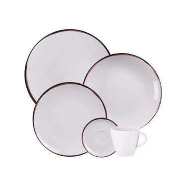 Imagem de Jogo de Jantar Porcelana Decorada - Conjunto Completo com Pratos, Copos e Talheres Elegantes