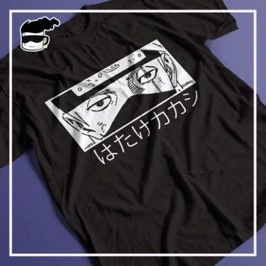 Imagem de Camiseta Kakashi Hatake Unissex Anime Naruto - Kamisetas Otaku, Preto,