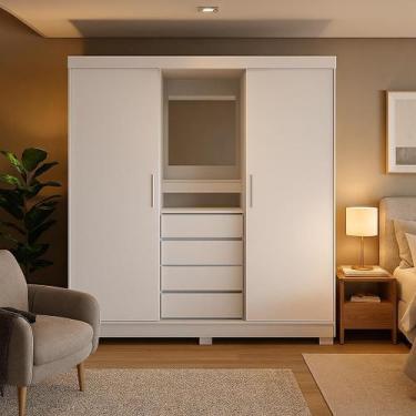 Imagem de Guarda-Roupa Casal com Espelho e Penteadeira Grécia 2 PT 4 GV Branco -