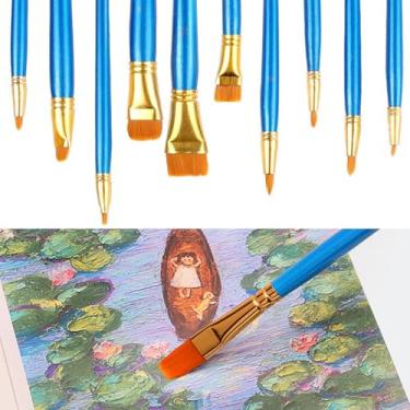 Imagem de Conjunto de pincéis de tinta, 1 pacote/10 peças de pincéis de aquarela pincéis de cabelo de nylon para todos os fins pintura a óleo aquarela artistas kits profissionais.
