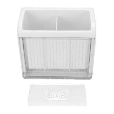 Imagem de Zerodis Suporte de Utensílio de Cozinha para Montagem na Parede, Cesta de Escorredor de Drenagem de água, Talheres, Talheres, Caixa Organizadora de Armazenamento de Panelas Com 2 (branco transparente)