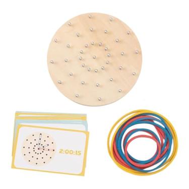 Imagem de KiBcsLic Geoplano de madeira, Jogo de tabuleiro do tempo, Crie figuras, Formas, Brinquedo educativo gráfico, Relógio para ensinar as horas, Brinquedo para sala, Sem Modelo