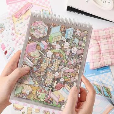 Imagem de 3D Sticker Scene Book 20 Sets 3D House Stickers Therapy DIY Stickers Miniature Cozy Room Sticker Scenes for Adults Relief Stress Funny Gift for Holiday (Pink 1