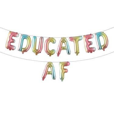 Imagem de Educated AF Grad Balloons Banner, Class Of 2026 Congratulations Grad Sign Graduate Party Supplies Decoração High School College Nurse Law School Graduação (EDUCATED AF Rainbow)