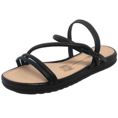 Imagem de Sandália Feminina Dakota Flatform Tiras Finas Strass Metalizada-Feminino