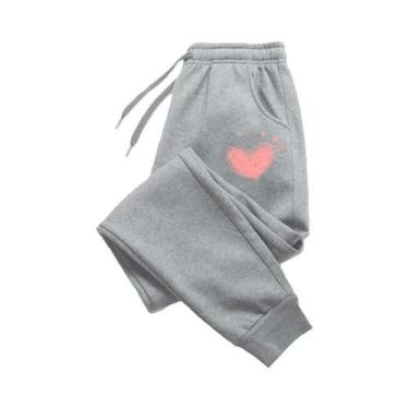 Imagem de Calças De Moletom De Algodão Com Estampa De Coração Para Mulheres, Cal