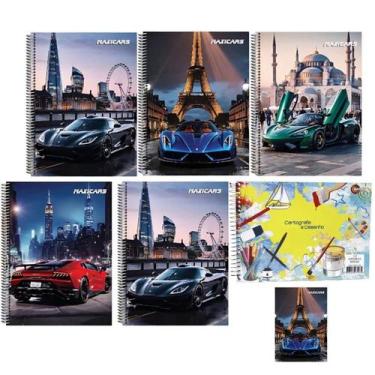 Imagem de Kit 7 Caderno Maxicars Capa Dura 96 Folhas Arame Reforçado - 38927PK5G