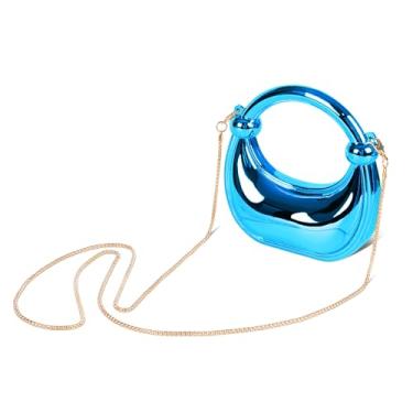 Imagem de chushui Mini bolsa de corrente, bolsa pequena brilhante para mulheres, bolsa clutch para festa noturna Y2k, Azul lua