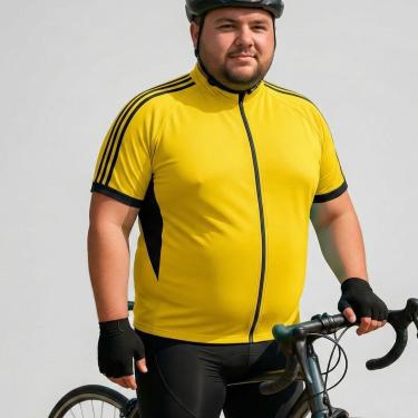 Imagem de Camisa Ciclismo Masculina Plus Size Dry UV30+ Zíper Total Manga Curta Bike Conforto Performance-Masculino