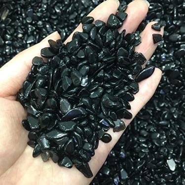Imagem de Pedras preciosas para decoração Obsidiana pedra quebrada preta entulho a granel cristal desmagnetização cristal preto tanque de cascalho pedra vaso de flores cristal aura (tamanho: 1000g)