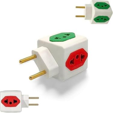 Imagem de Adaptador Cubo de Tomada Múltiplo, Branco, 4 Saídas, 10A/20A, Compatível com Padrão Nacional, para Eletrodomésticos e Carregadores
